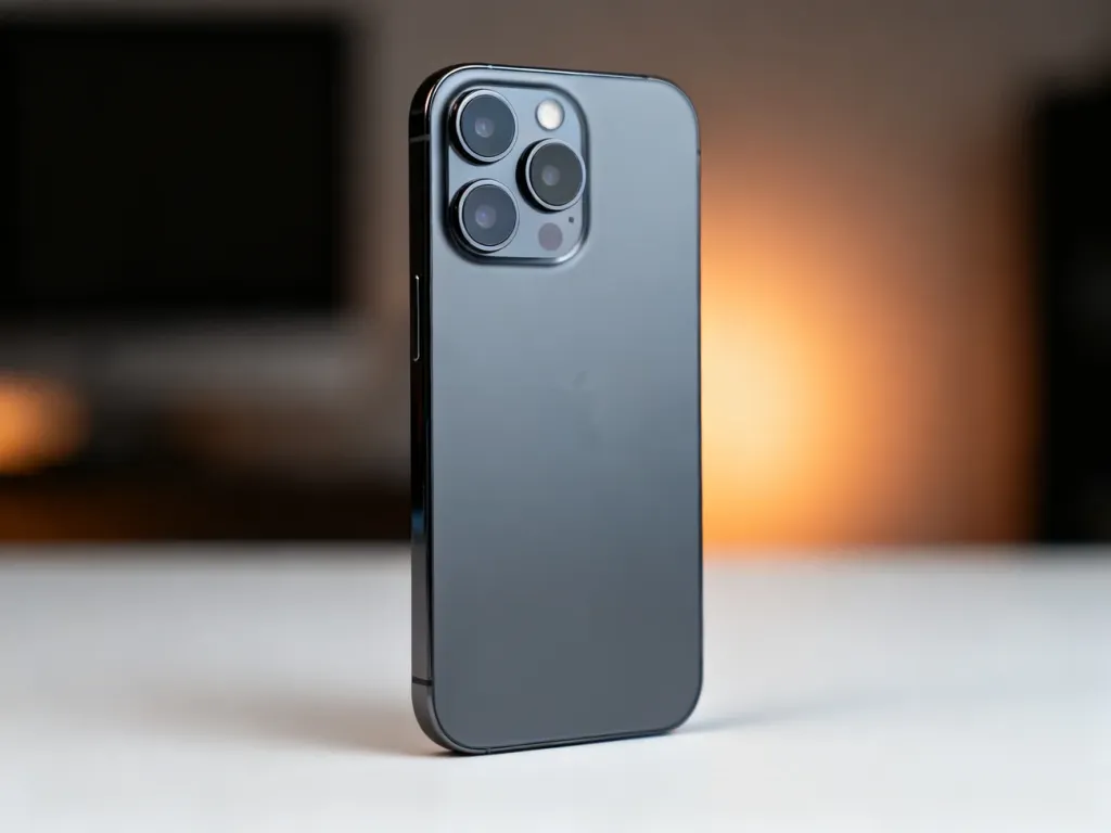 Nowoczesny smartfon z zaawansowanym modułem aparatu ustawiony na minimalistycznym tle, prezentujący wysoką jakość zdjęć.
