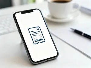 Świecący przewód światłowodowy na biurku, symbolizujący nowoczesne łącze internetowe w domu.