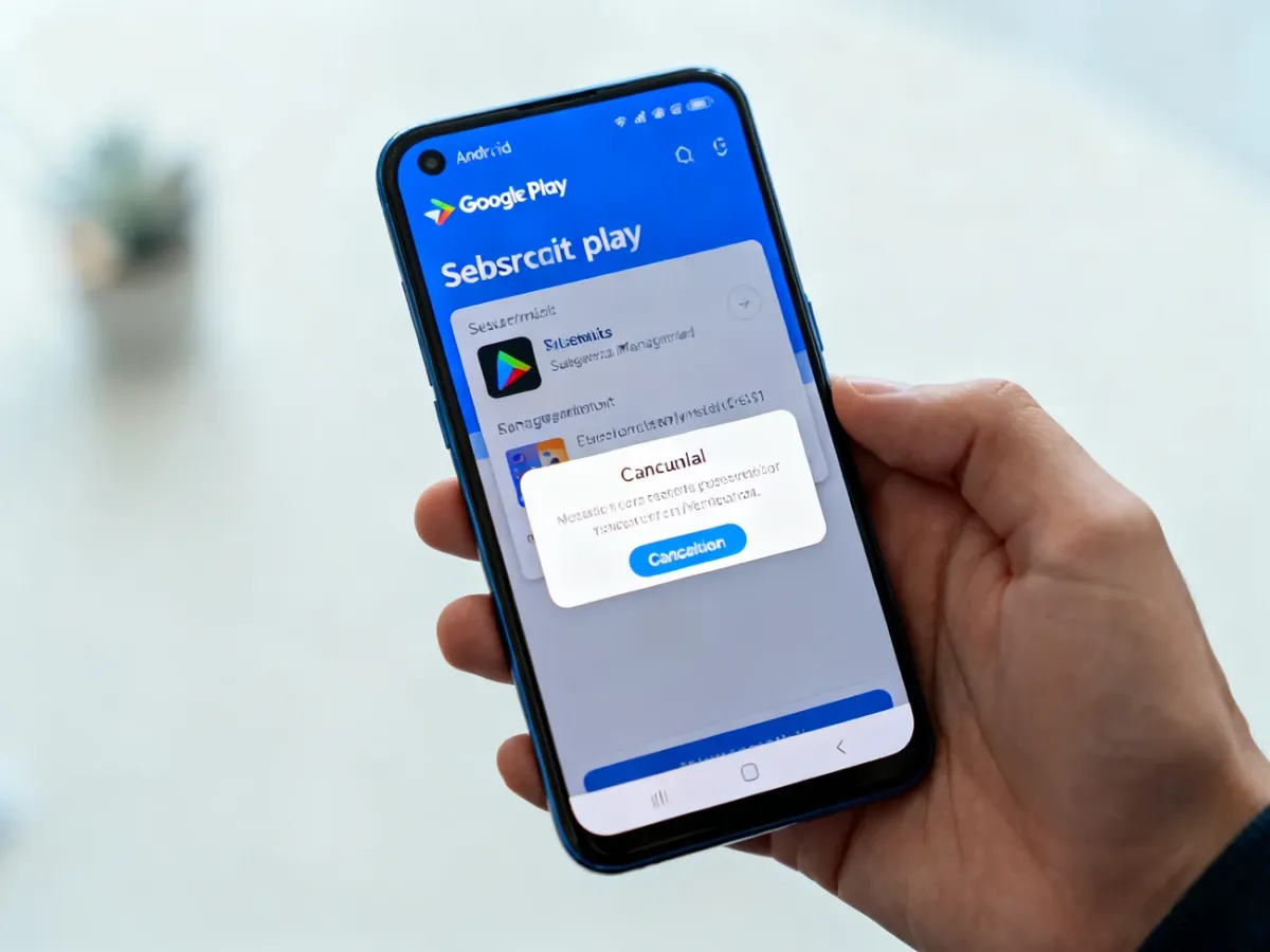Smartfon z ekranem zarządzania subskrypcją w Sklepie Play