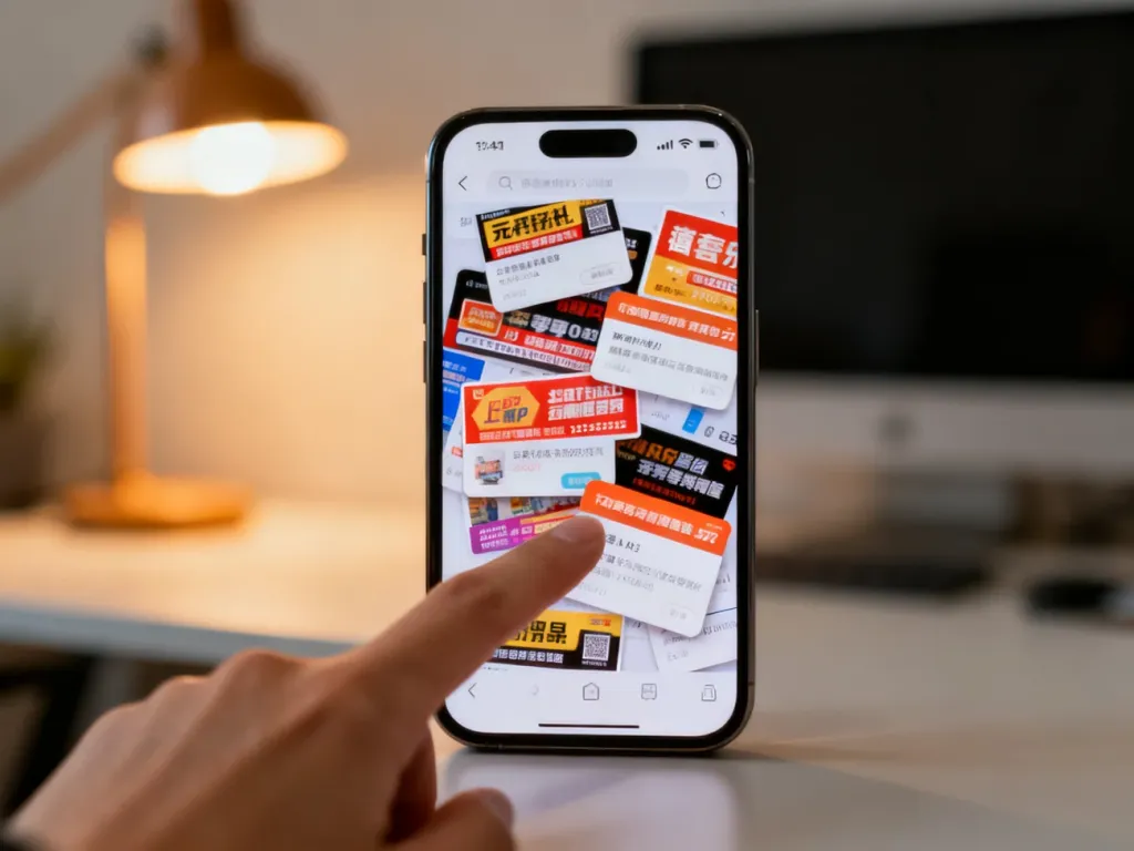 Palec zamykający wyskakujące reklamy na ekranie smartfona w domowym biurze.