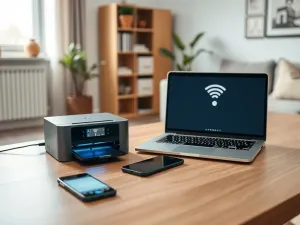 Dłoń trzymająca pilot do telewizora Samsung na tle menu ustawień wyświetlanego na ekranie.