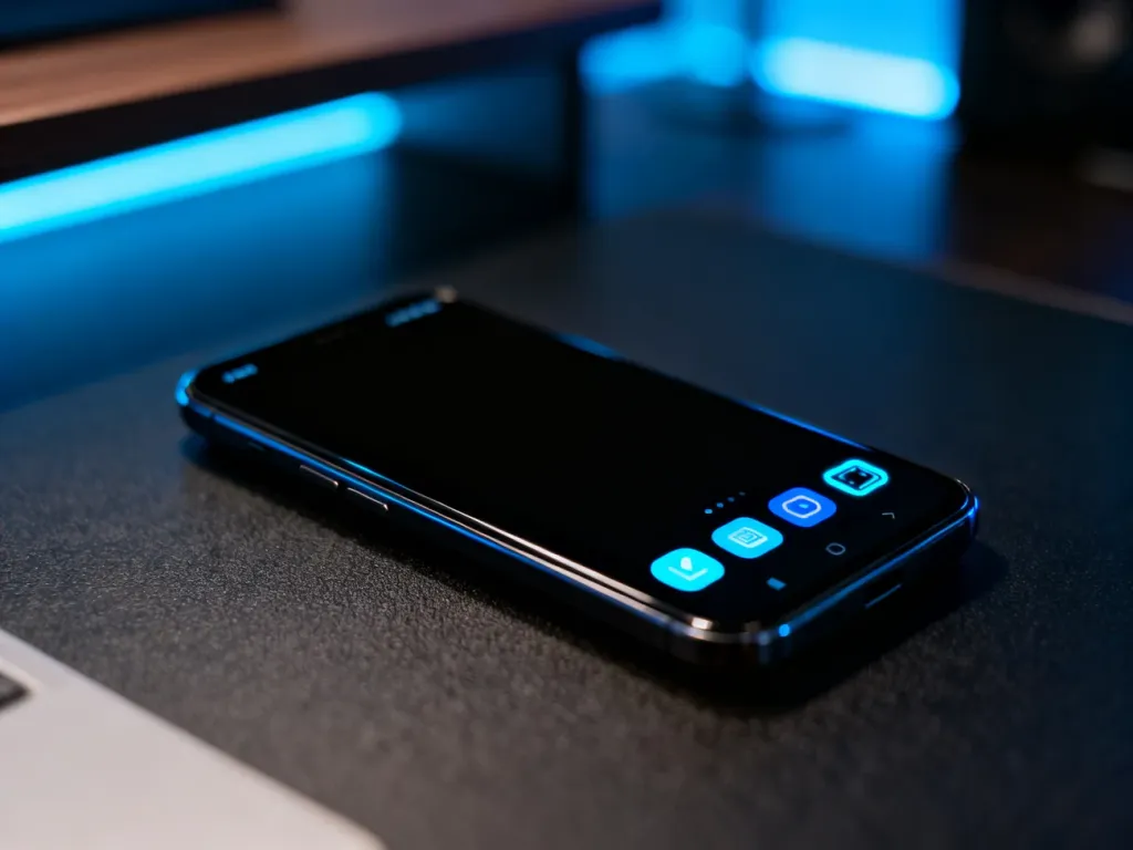 Smartfon z włączonym ciemnym motywem, który podkreśla energooszczędny charakter wyświetlacza OLED.