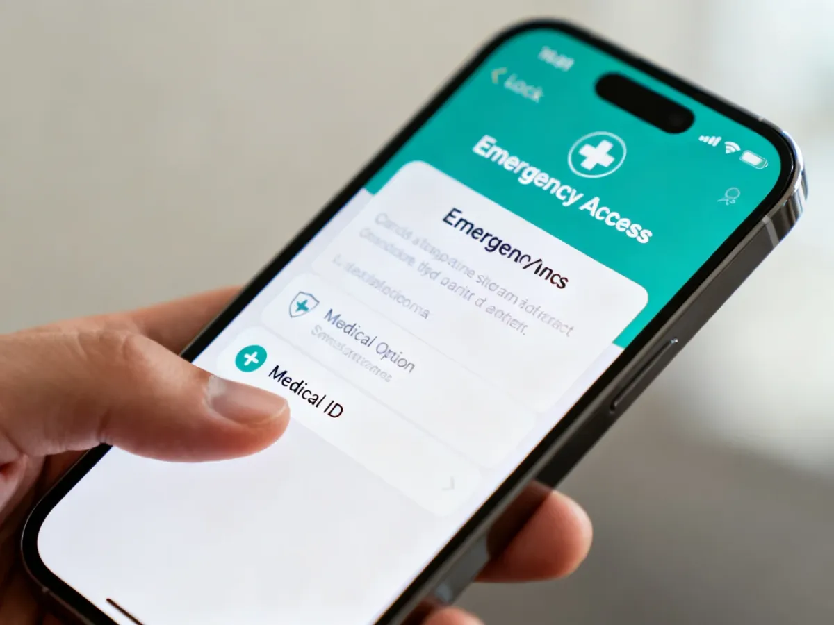 iPhone na ekranie blokady z otwartym dostępem do karty medycznej