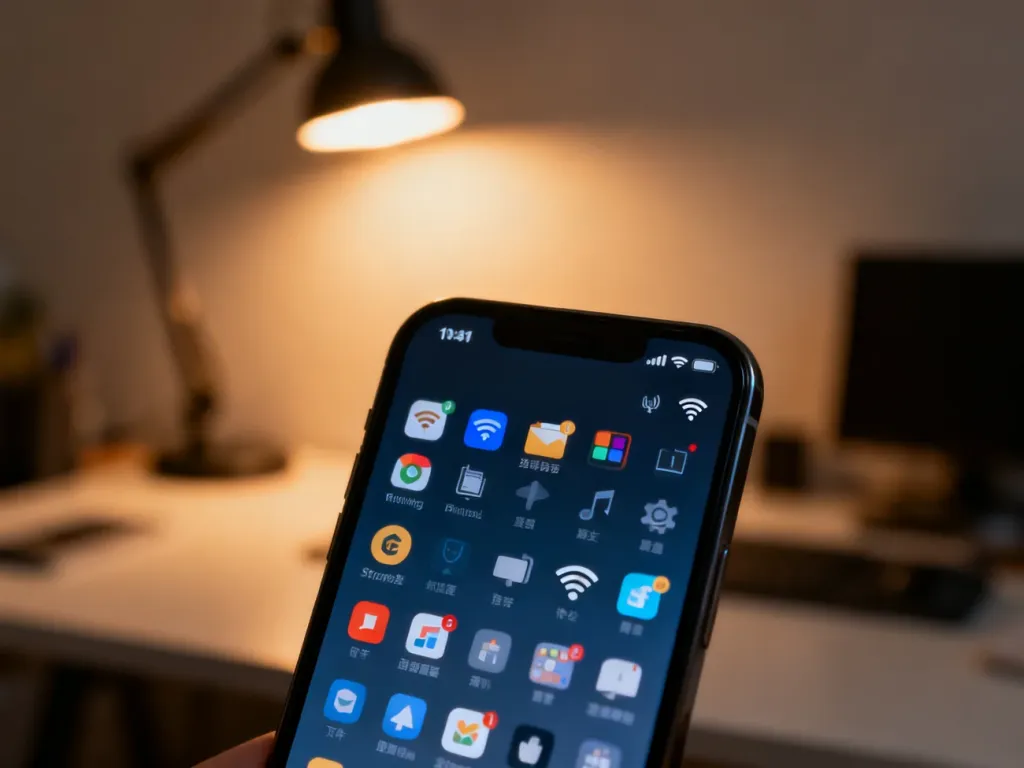 Zbliżenie na ekran smartfona z widocznymi ikonami powiadomień i symbolem Wi-Fi na pasku stanu.