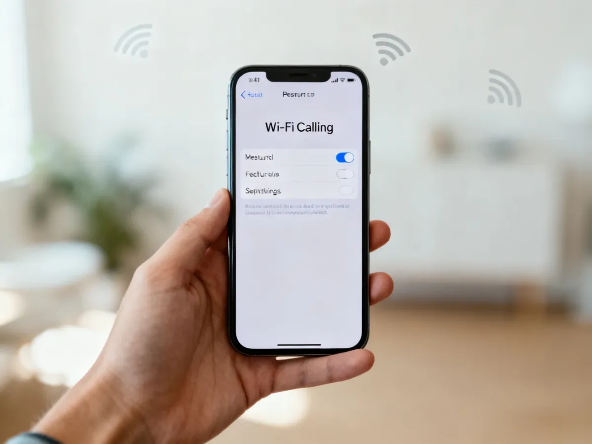 Smartfon z wyłączoną funkcją Wi-Fi Calling w ustawieniach