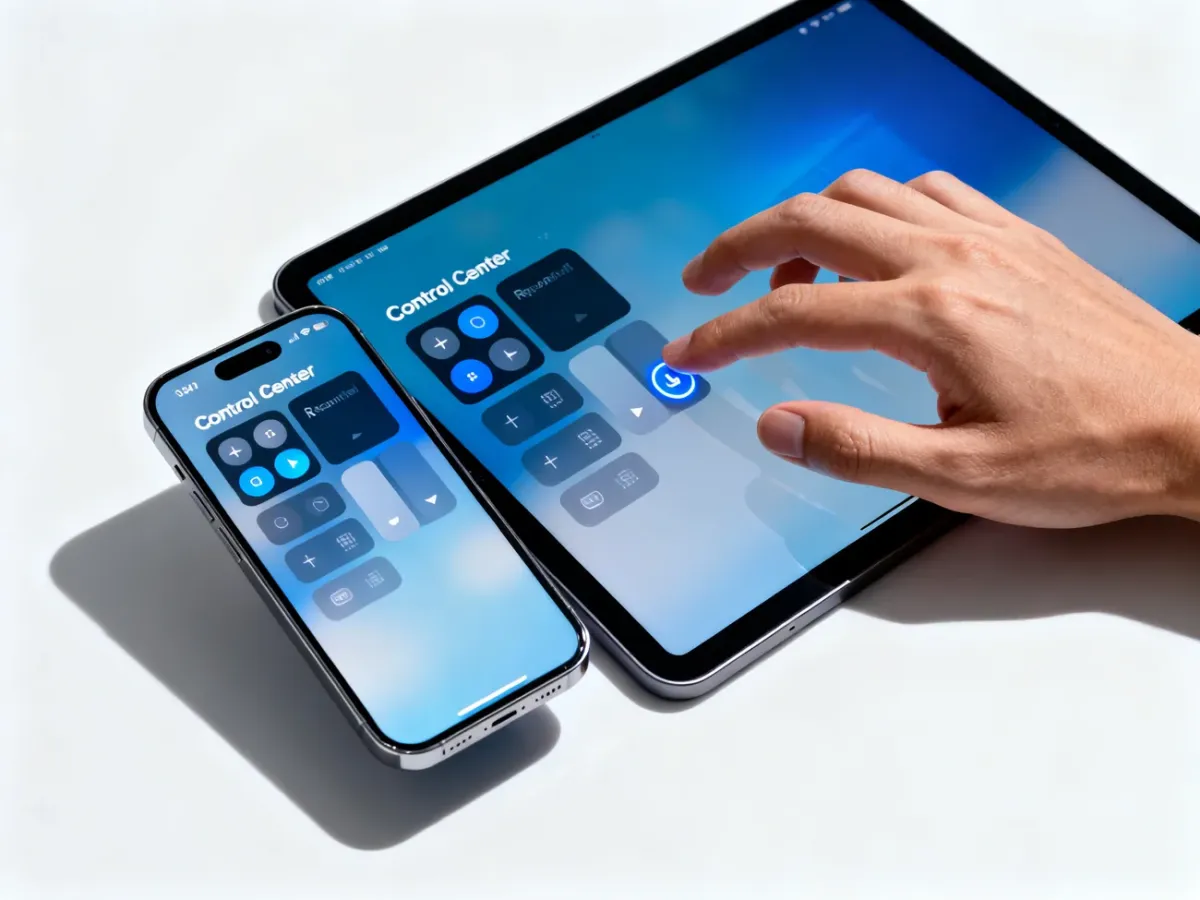 iPhone i iPad z otwartym Centrum Sterowania i ikoną nagrywania ekranu