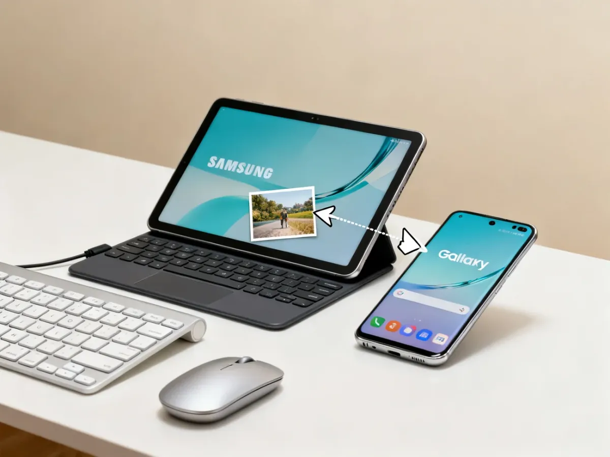 Telefon Galaxy i tablet Galaxy obsługiwane jedną klawiaturą i myszą Bluetooth
