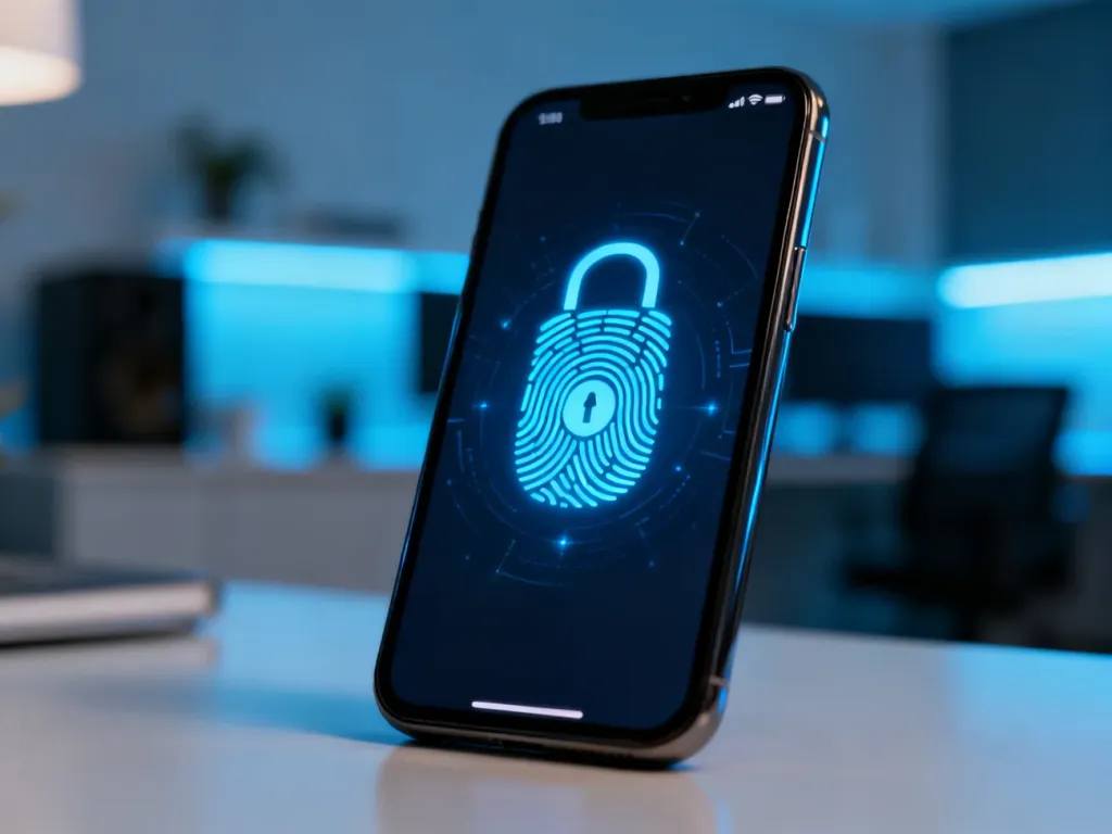 Ikona biometrycznego uwierzytelniania na ekranie smartfona, symbolizująca bezpieczne logowanie w usłudze Samsung Pass.
