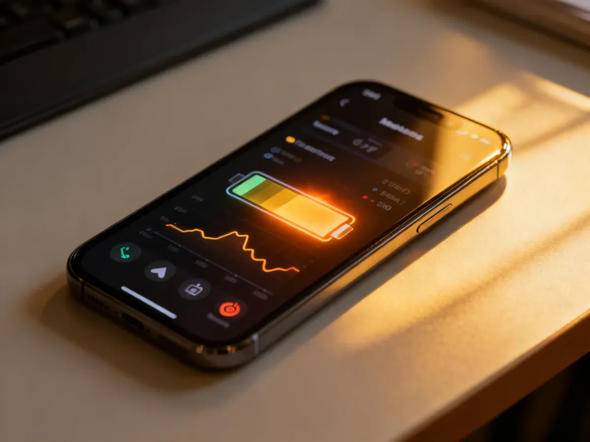 Smartfon z analizą zużycia baterii i oznakami przegrzewania