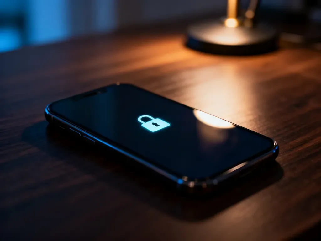 Nowoczesny smartfon z ikoną kłódki na ekranie, symbolizujący bezpieczeństwo i ochronę prywatności danych w telefonie.