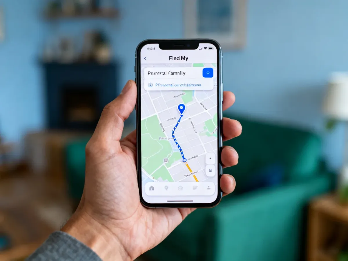 iPhone showing a family member’s location on a map in the Find My app