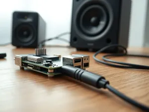 Nowoczesny smartfon na drewnianym biurku z otwartym menu ustawień powiadomień systemu operacyjnego.