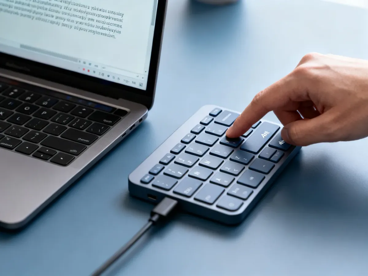 Laptop i zewnętrzna klawiatura USB podczas testowania prawego klawisza Alt