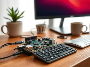 Nowoczesny smartfon leżący na biurku z delikatnie podświetloną ikoną powiadomienia o nieodebranym połączeniu.