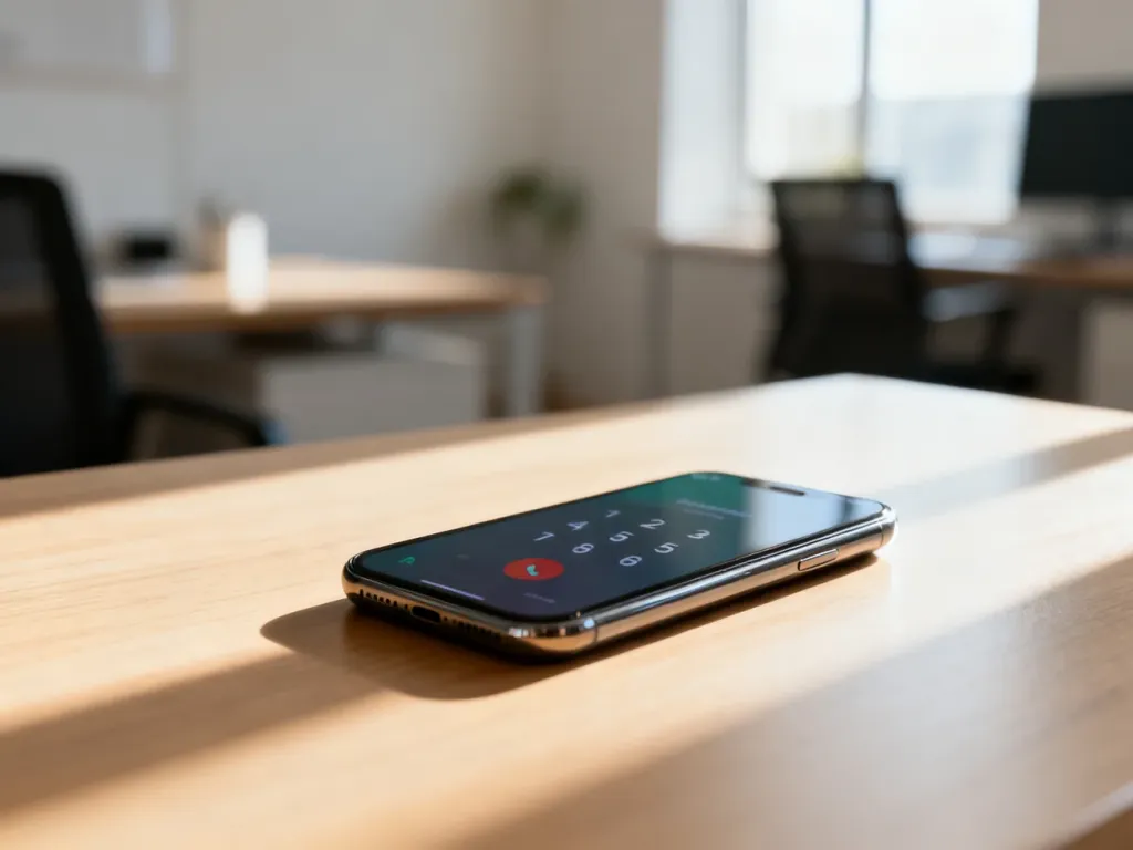 Ekran smartfona z przychodzącym połączeniem, na którym zamiast nazwy firmy wyświetla się sam numer telefonu.