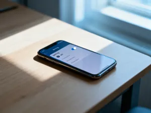 Nowoczesny smartfon podłączony do szybkiej ładowarki z ikoną błyskawicy na ekranie, sygnalizującą proces ładowania.