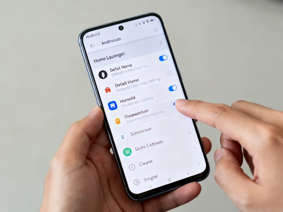 Smartfon z ustawieniami domyślnego launchera Androida