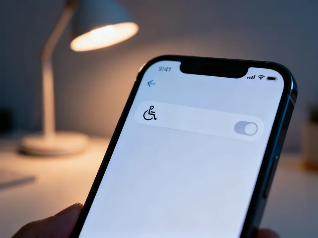 Ekran smartfona z widocznym menu ustawień dostępności, służącym do konfiguracji funkcji wspomagających.