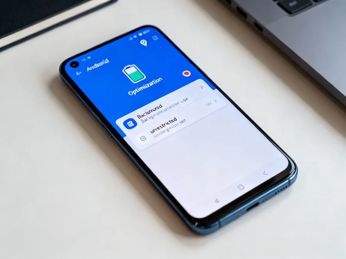 Smartfon z ustawieniami nieograniczonego działania aplikacji w tle