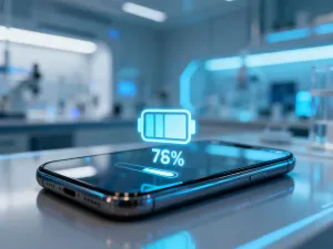Nowoczesny smartfon leżący na biurku z widocznym interfejsem połączenia przychodzącego w przytulnym domowym biurze.