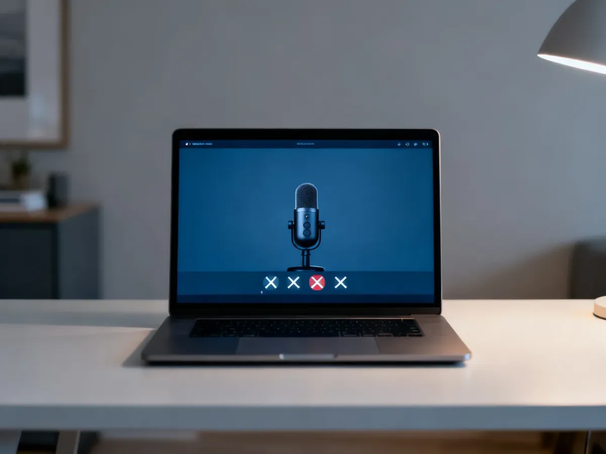 Laptop z wyłączonym mikrofonem i kamerą podczas wideokonferencji