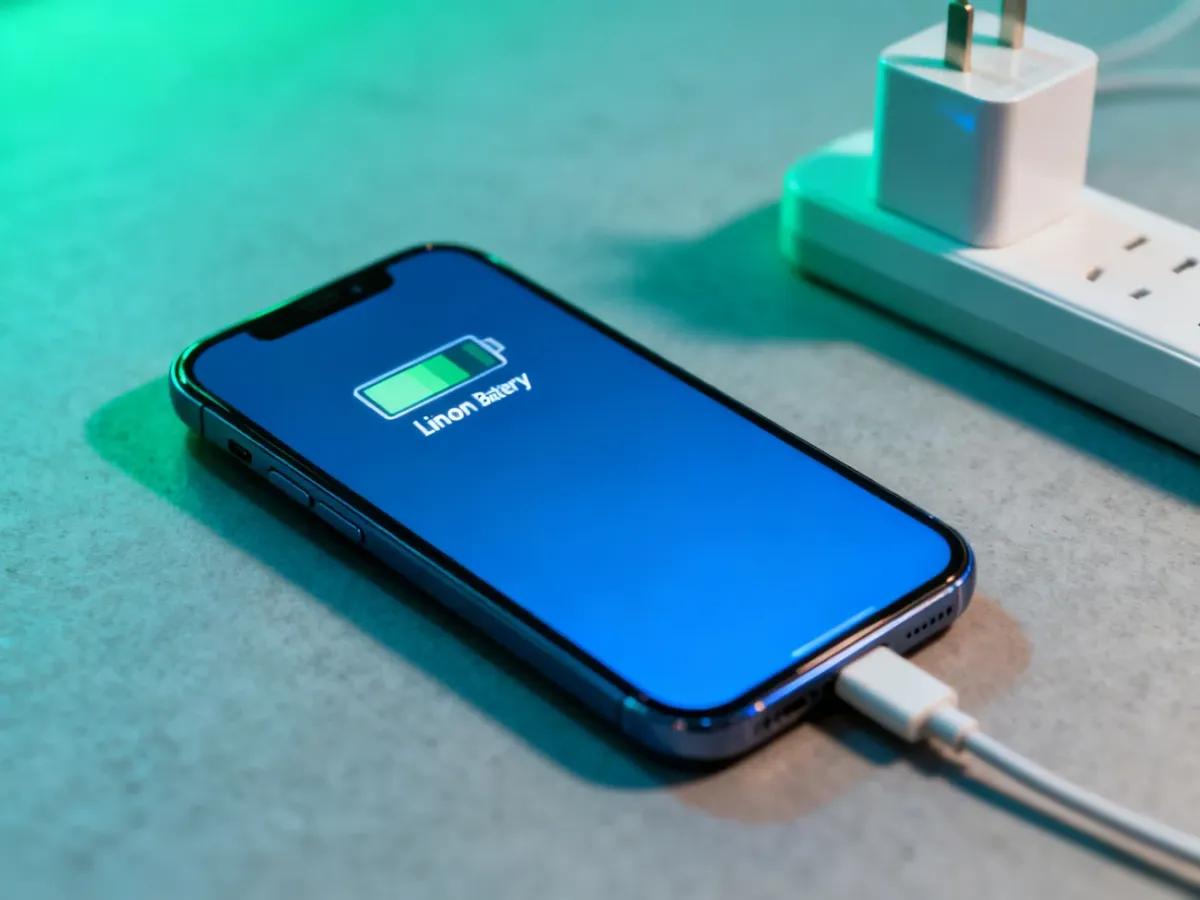 Smartfon i bateria litowo-jonowa podczas bezpiecznego ładowania
