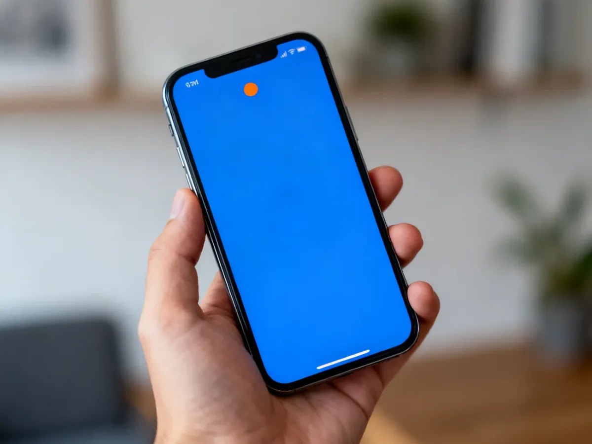 iPhone z pomarańczową kropką sygnalizującą użycie mikrofonu